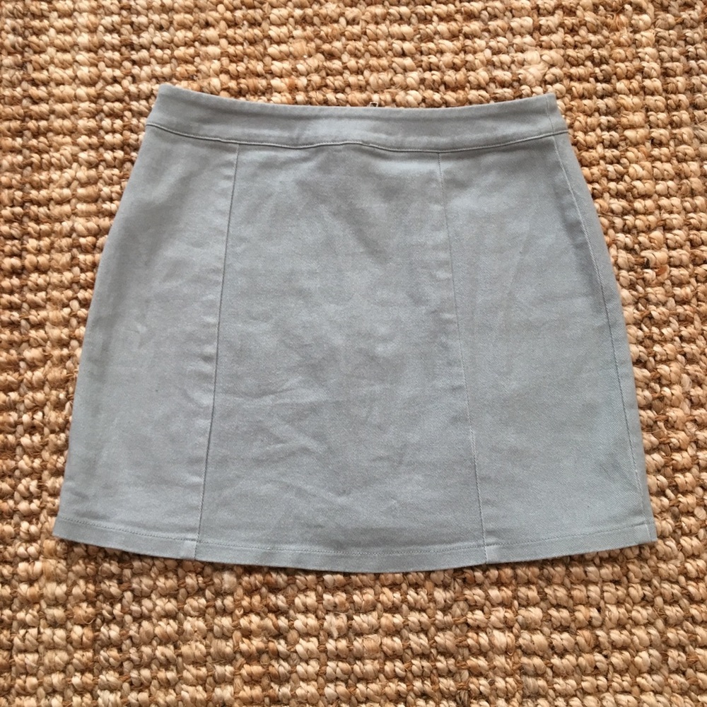 Forever 21 green denim skirt with zipper